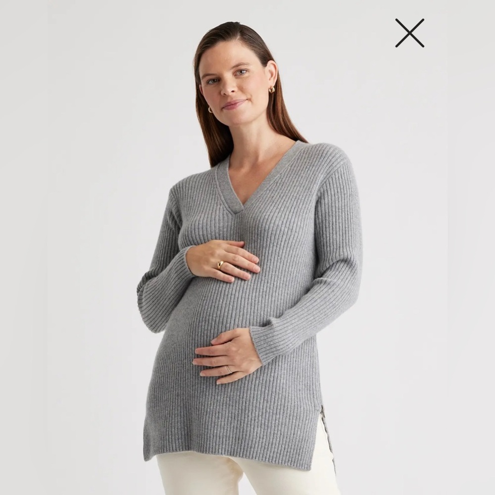 Quince Mongolian Cashmere Fisherman Side Zip Maternity & Nursing Sweater